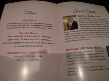 On the menu at the 2014 Georgia PTA Convention Leadership Training "Red Carpet Affair" dinner? Fancy food and standing Govenor Nathan Deal and local news anchor Tom Haynes.