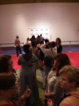 The "Red Carpet Affair" photo op before the dinner at the 2014 Georgia PTA Convention Leadership Training (that's Georgia PTA president elect, Lisa Marie Haygood, bottom right).