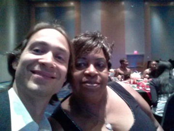 Selfies by DeKalb County Schools Sagamore Hills Elementary School parent Dave Barker and Clayton County Public School Elite Scholars Academy PTSA Vice President Delzora Tharpe at the 2014 Georgia PTA Convention Leadership Training "Red Carpet Affair" dinner